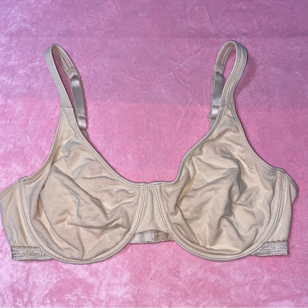 Cotton Fruit of the Loom Demi Bra T-Shirt Cream Tan Nude Fair Used Condition 38C